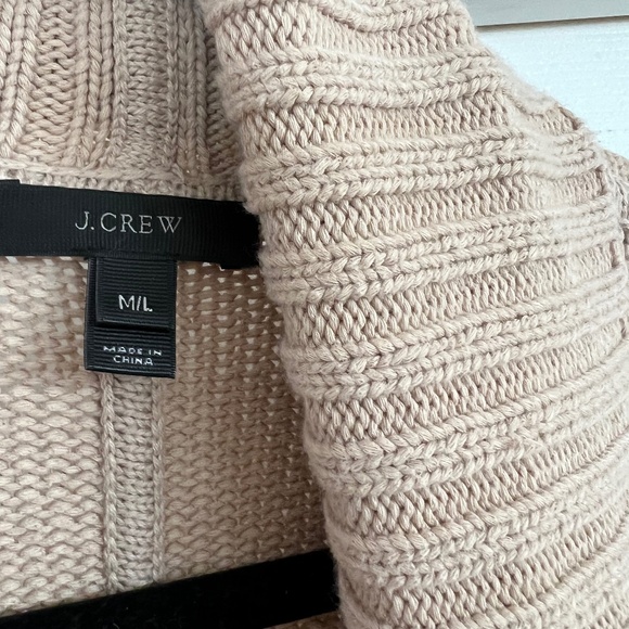 J CREW Shawl-Collar Open-Front Cotton Blend Long Cardigan M/L Khaki - Picture 3 of 8